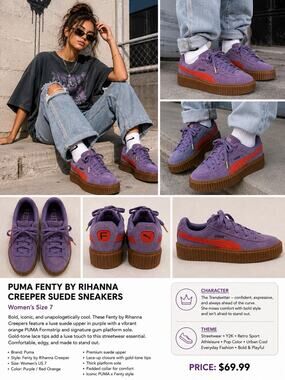 🆕Fenty x Puma Creeper Phatty Lavender Burnt Red 399332-03 Women’s 7 / Y 5.5 New